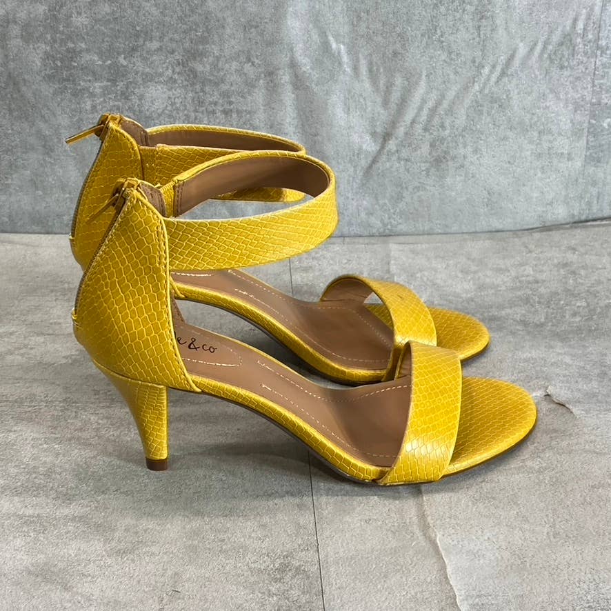 STYLE & CO Yellow Snake Embossed Paycee Round-Toe Two-Piece Dress Sandals SZ 6