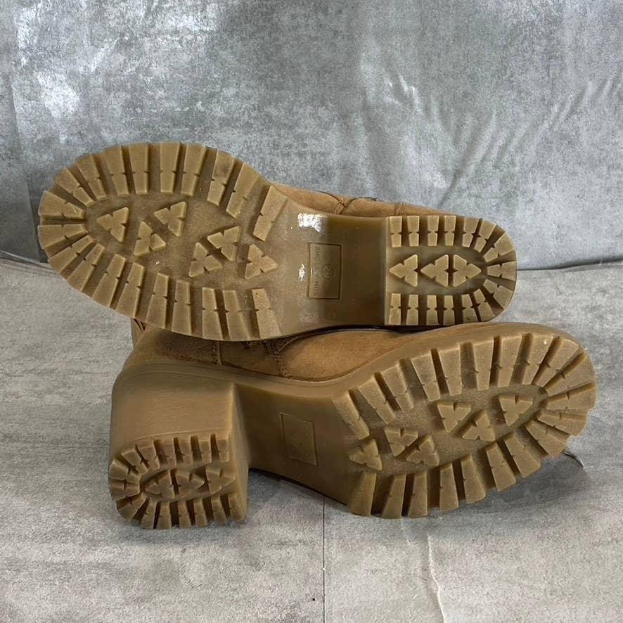 SUN+STONE Women's Chestnut Romina Lug-Sole Block-Heel Lace-Up Hiker Booties SZ 7