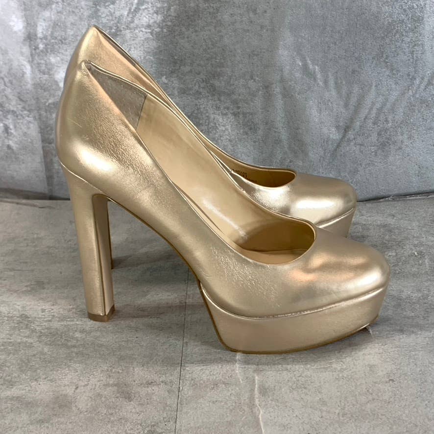 JESSICA SIMPSON Women's Gold Metallic Nellah Platform StIletto Pumps SZ 9.5