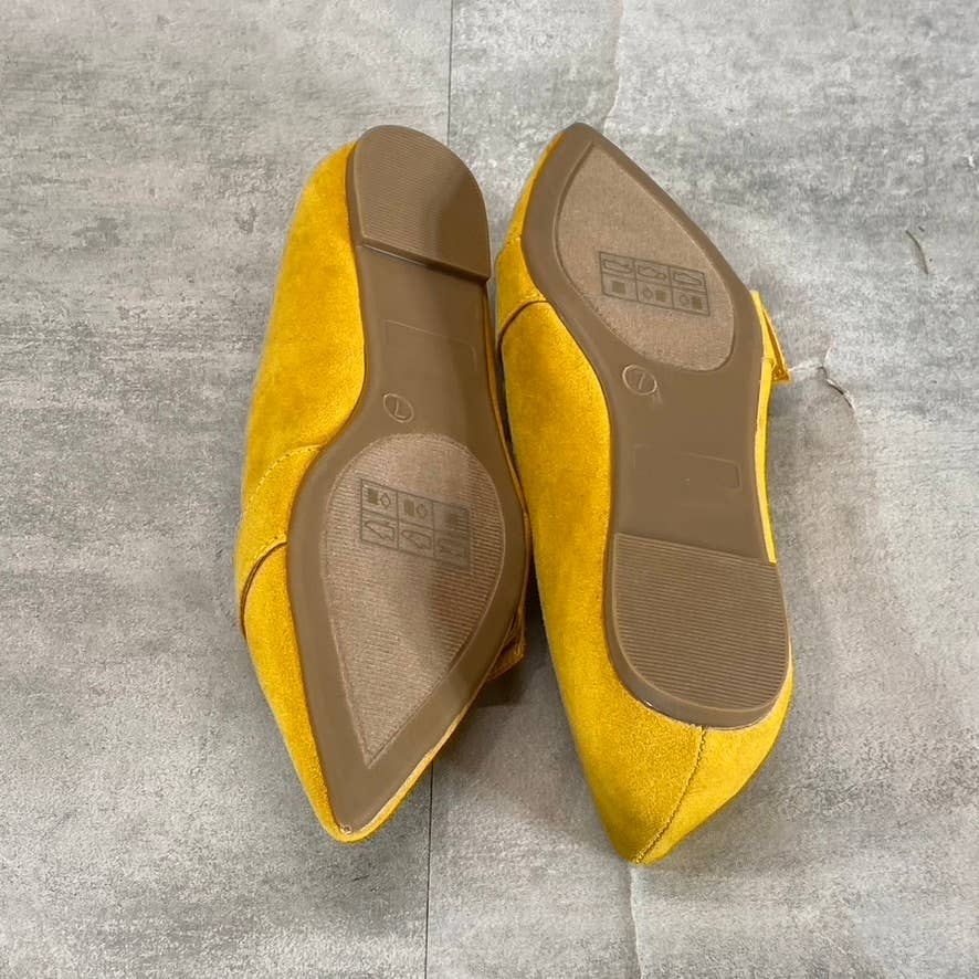 JOURNEE COLLECTION Women's Mustard Buckle Pointed-Toe Slip-On Flats SZ 7