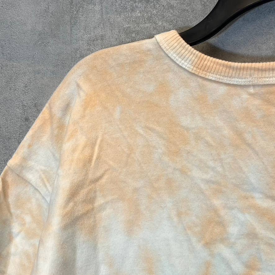 ABOUND Women's Blue-Orange Tie-Dye Raw Hem Crewneck T-Shirt SZ M