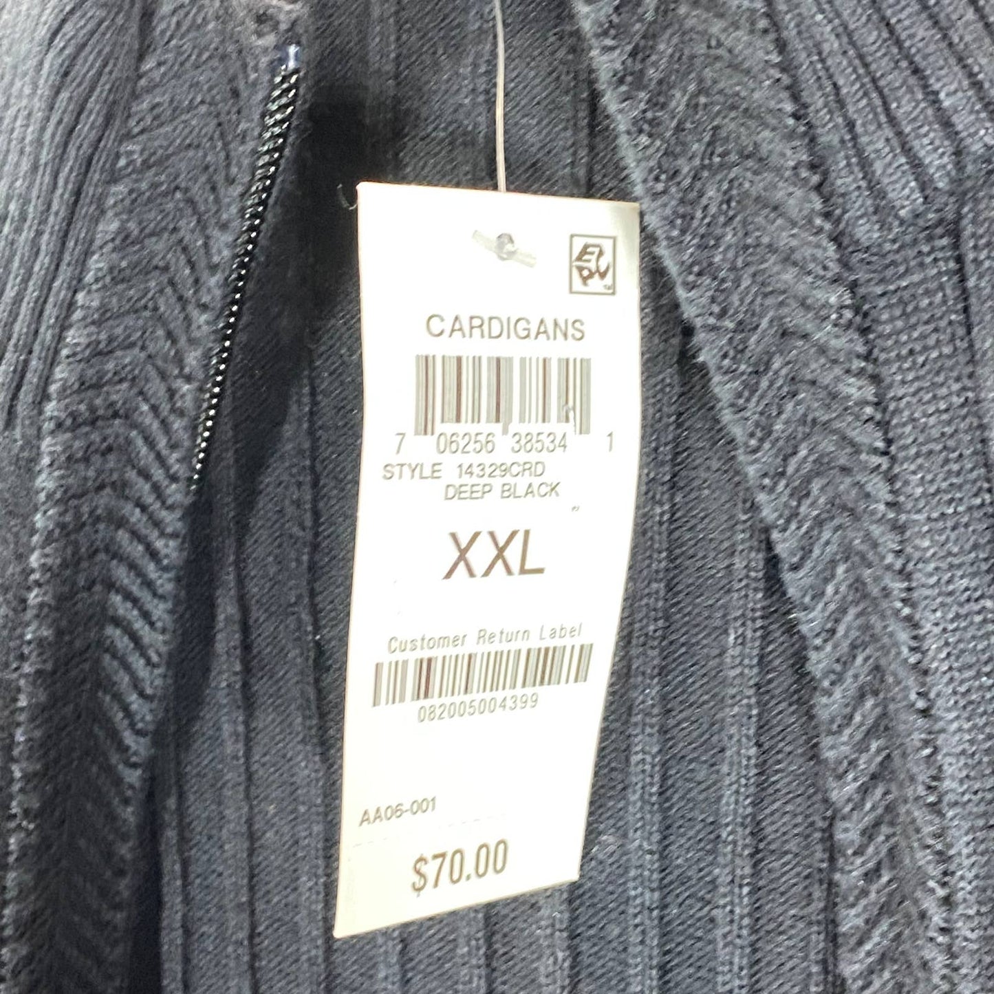 ALFANI Men's Deep Black Classic-Fit Ribbed Full-Zip Sweater 2XL