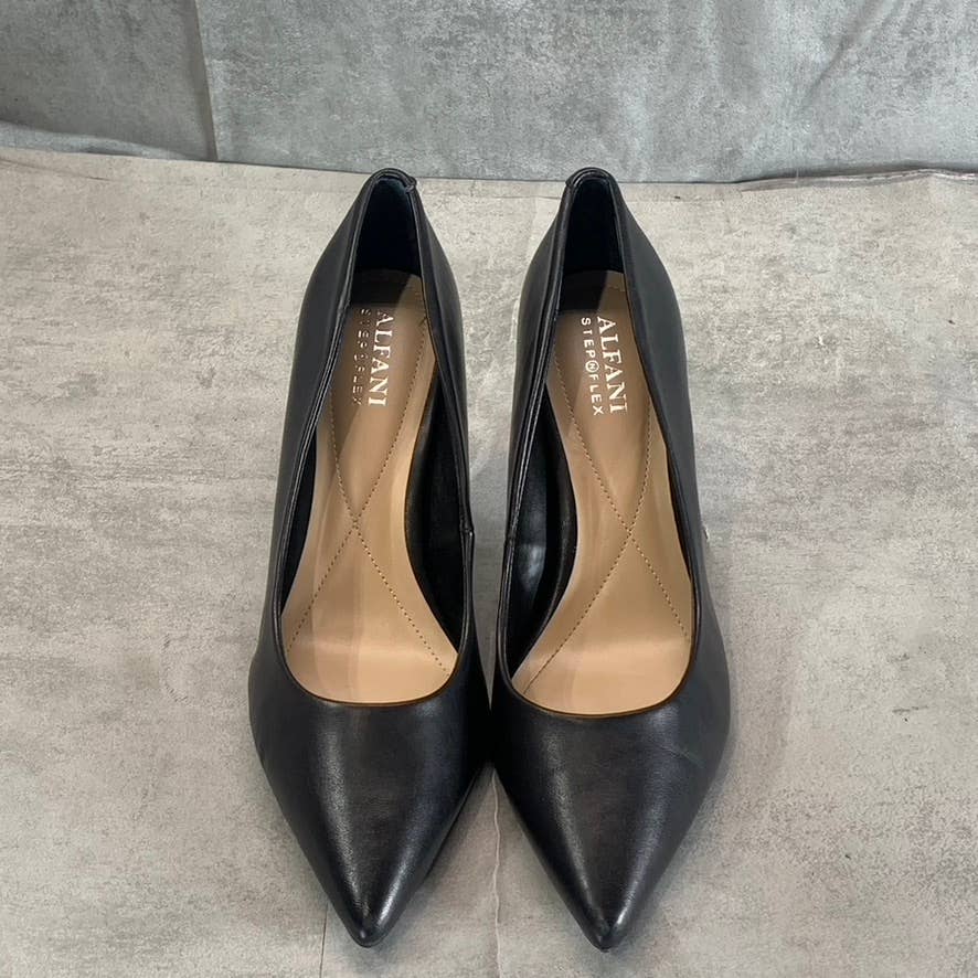 ALFANI Step N' Flex Women's Black Leather Jeules Pointed-Toe Slip-On Pumps SZ 8