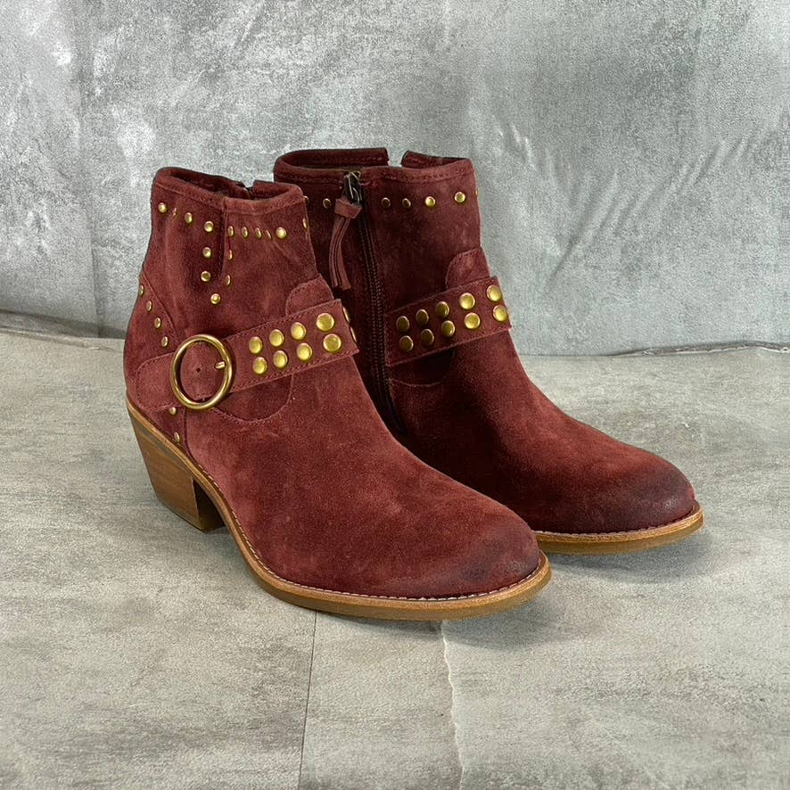 SOFFT Women's Rustic Red Allene II Studded Block-Heel Ankle Boots SZ 6.5