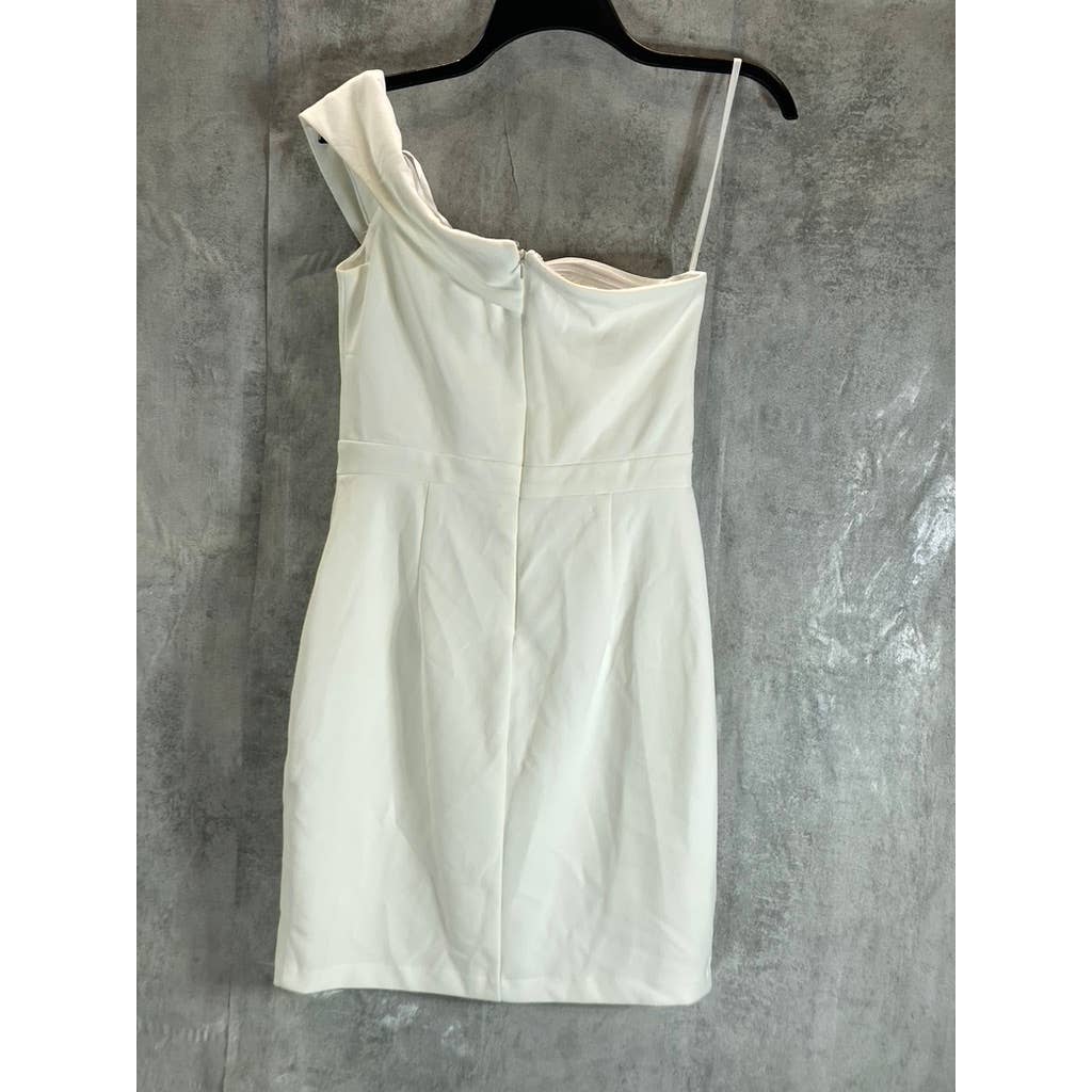 AQUA FORMAL Women's White One-Shoulder Scuba Crepe Bodycon Mini Dress SZ 8