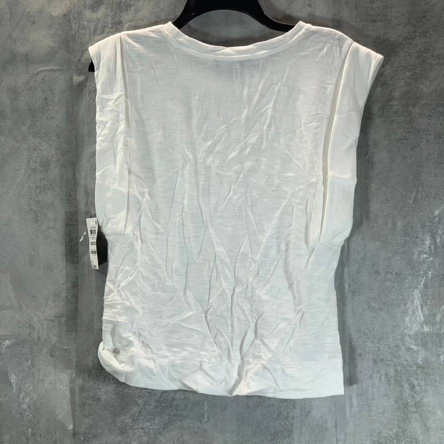 INC INTERNATIONAL CONCEPTS Women's Bright White Extended Cap-Sleeve T-Shirt SZ M