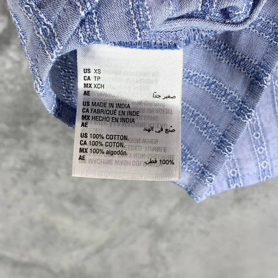 STYLE & CO Women's Pg Chambray Square-Neck Short-Sleeve Pointelle Top SZ XS