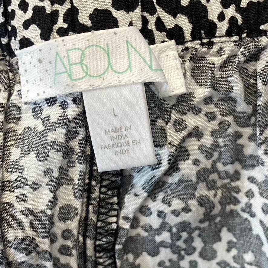 ABOUND Women's Ivory/Black Mini Cow Print Elastic Waist Pull-On Mini Skirt SZ L