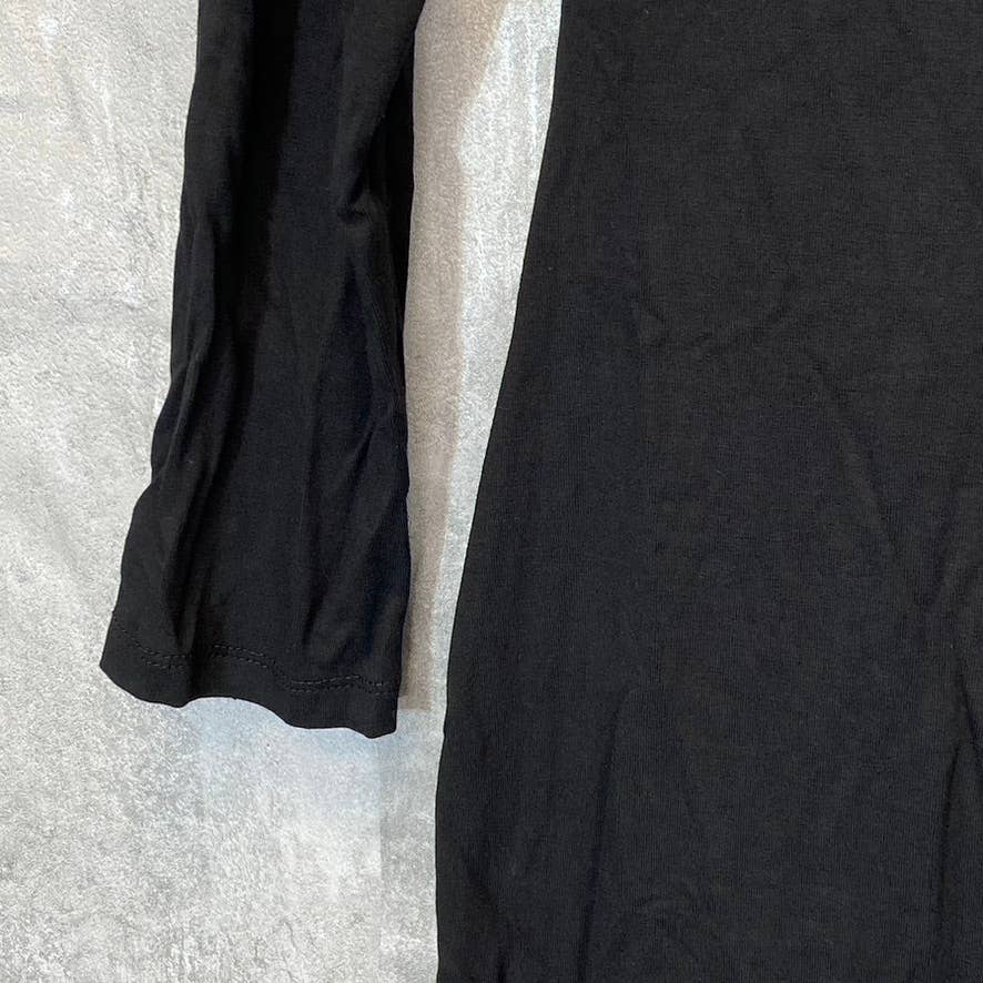 FRAICHE BY J Women's Solid Black Asymmetrical Neck Long Sleeve Sheath Dress SZ M