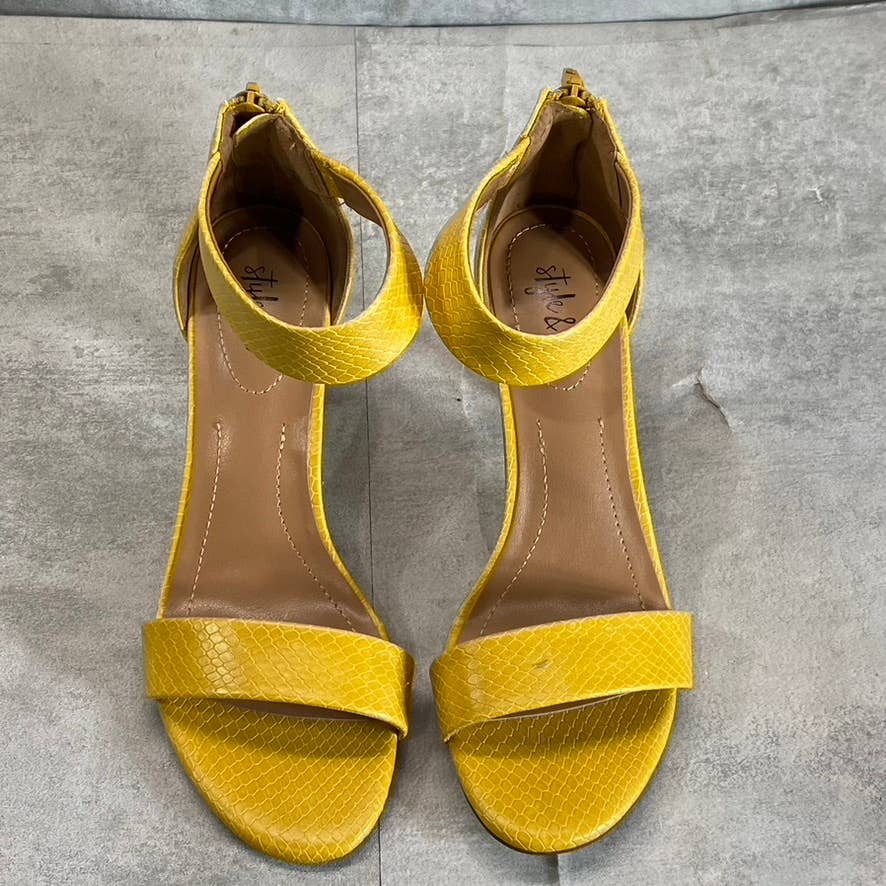 STYLE & CO Yellow Snake Embossed Paycee Round-Toe Two-Piece Dress Sandals SZ 6