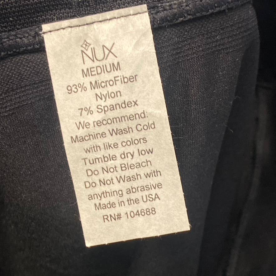 NUX Women's Black Ruched-Trim Mesa Low-Rise Pull-On Capri Leggings SZ M