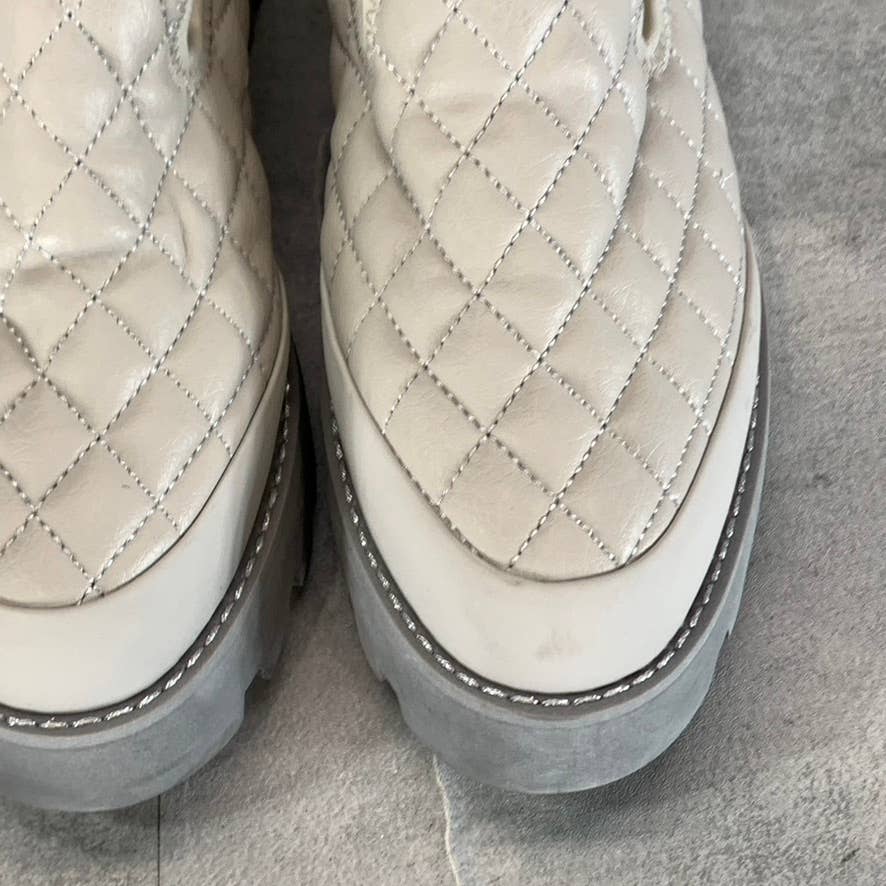 FRANCO SARTO Women's Beige/Grey Bando Quilted Lug-Sole Slip-On Loafers SZ 6