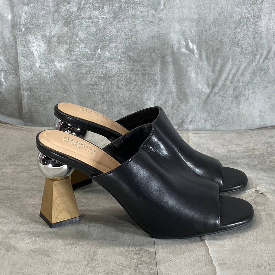 ALFANI STEP N' FLEX Women's Black Smooth Magnolea Wood-Heel Dress Sandals SZ 9