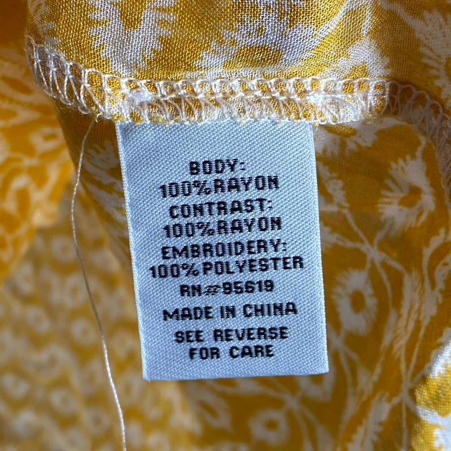 FEVER Women's Mango Mojito Embroidered Peasant Balloon Long-Sleeve Top SZ L