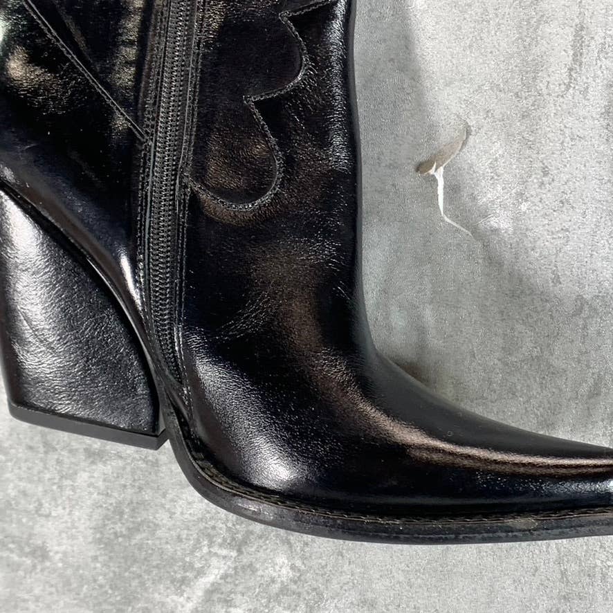 JEFFREY CAMPBELL Women's Black Leather Amiga Pointed-Toe Knee-High Boots SZ 6.5