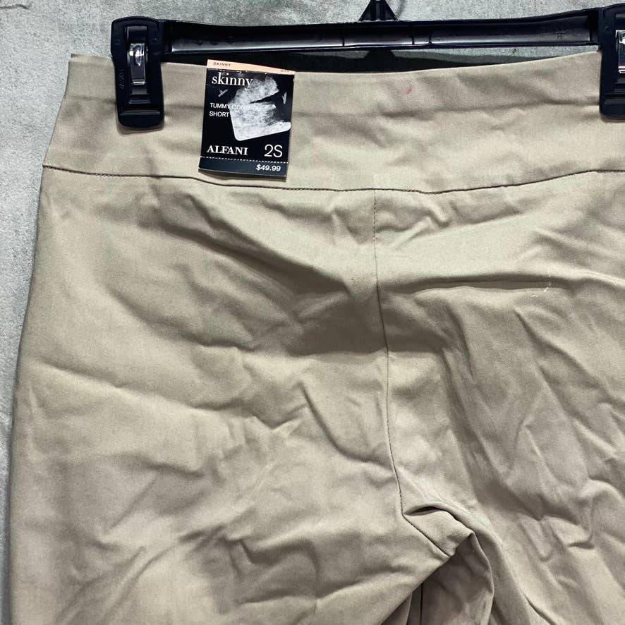 ALFANI Summer Straw Tummy Control Mid-Rise Pull-On Short Skinny Pants SZ 2S