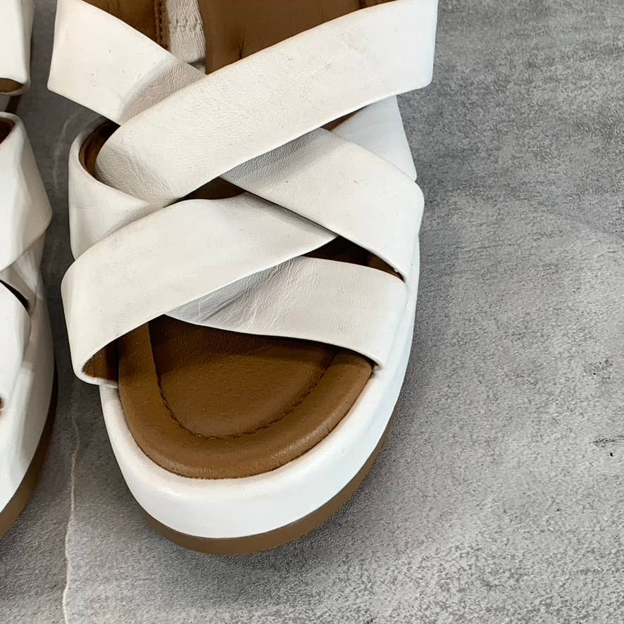 CASLON Women's White Leather Cook Platform Wedge Slip-On Sandals SZ 6