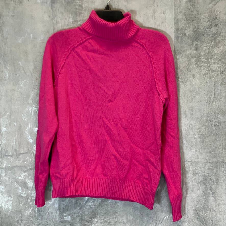 KAREN SCOTT Women's Magenta Solid Ribbed Turtleneck Pullover Sweater SZ S