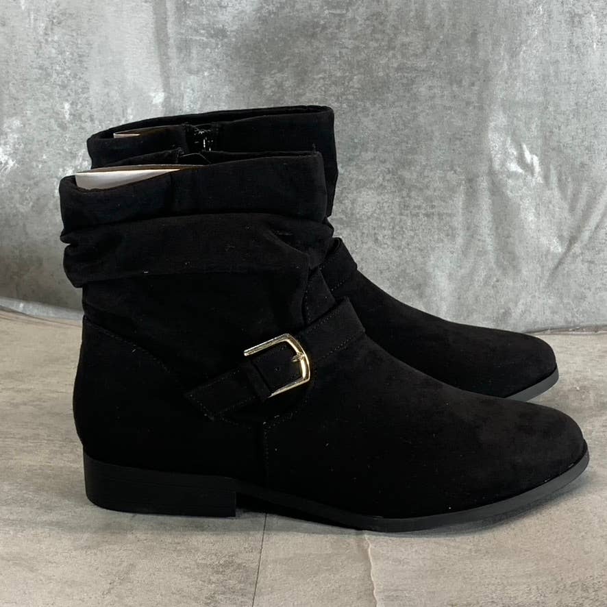 KAREN SCOTT Women's Black Clarett Slouch Buckled Block-Heel Boots SZ 8.5