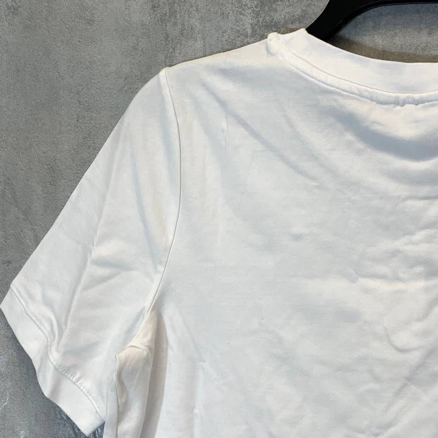CHARTER CLUB Women's Bright White Bead-Embellished Crewneck Short Sleeve Top SZ S