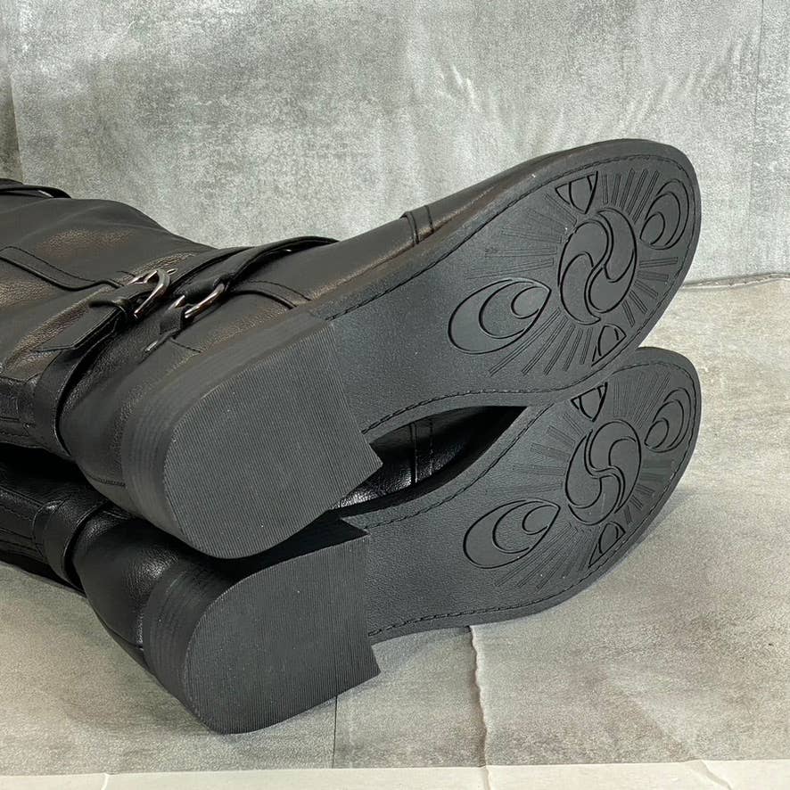 WHITE MOUNTAIN Women's Wide-Calf Black Faux-Leather Loyal Riding Boots SZ 10WC