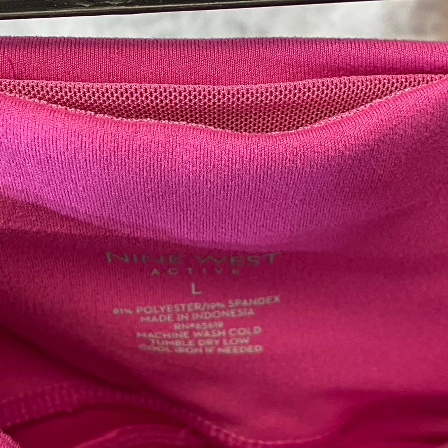 NINE WEST Women's Pink Beauty Crapped Zipper Hem Pull-On Stretch High-Waist Active Leggings SZ L