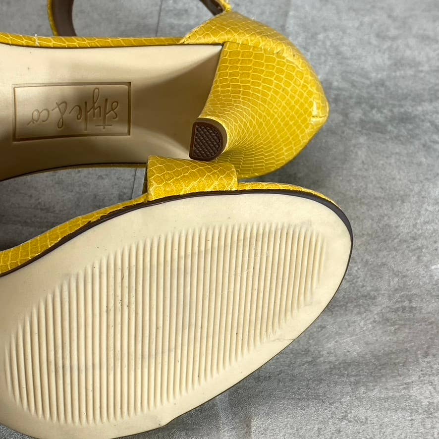 STYLE & CO Yellow Snake Embossed Paycee Round-Toe Two-Piece Dress Sandals SZ 6