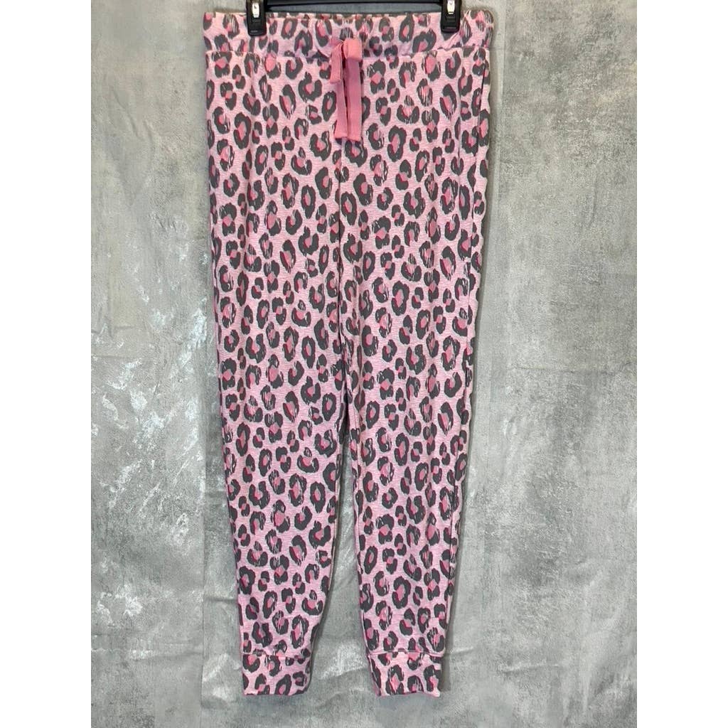 ROUDELAIN Women's Pink Fierce Cat Cameo Drawstring Waist Pull-On Pajama Jogger Pants SZ L