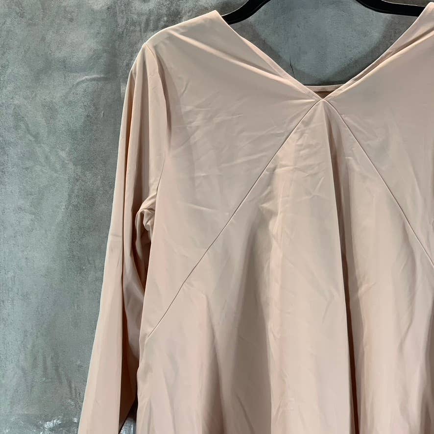 ALFANI Women's Top Prairie Rose Round-Neck 3/4 Sleeve Asymmetrical Hem Top SZ L