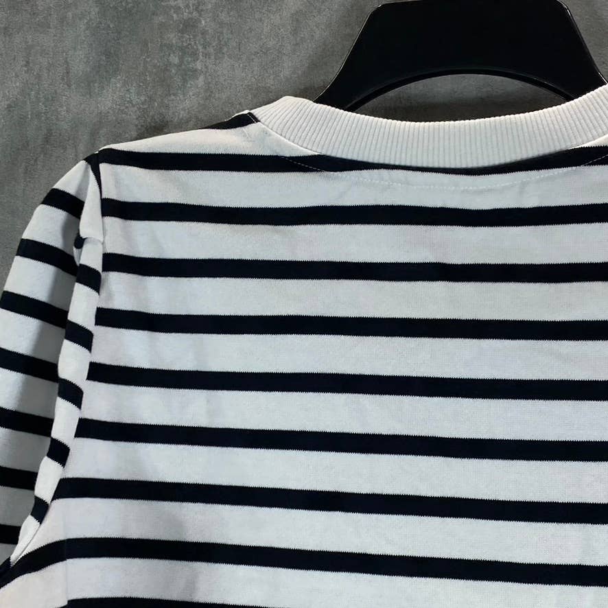 CHARTER CLUB Women's Petite Black-White Striped Sequin-Applique Sweatshirt SZP/L