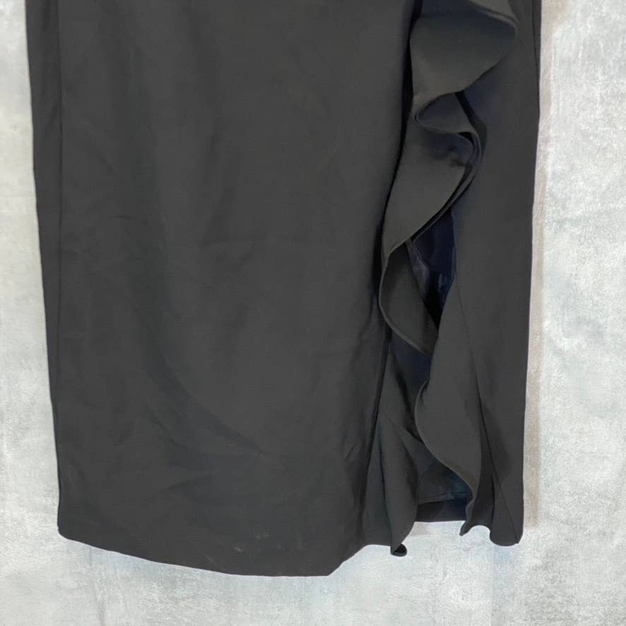 BARDOT Women's Sloid Black Rona Spaghetti Strap Square-Neck Ruffle Slit Dress SZ 12