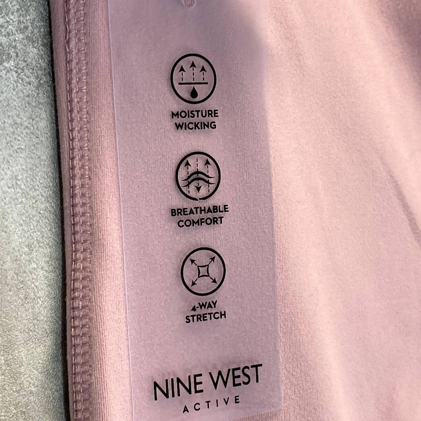 NINE WEST Women's Mauve Shadow Side Zip Stretch Active Pull-On Crop Leggings SZ M