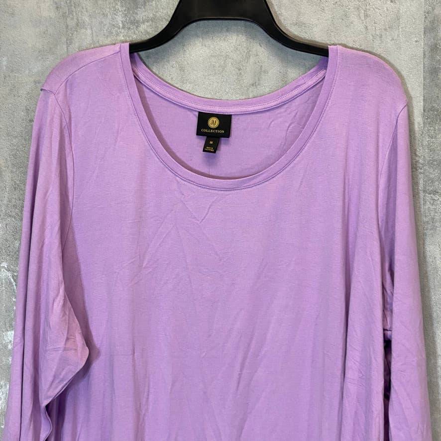 JM COLLECTION Women's Plus Size Crocus Petal Scoopneck 3/4 Sleeve Top SZ 3X