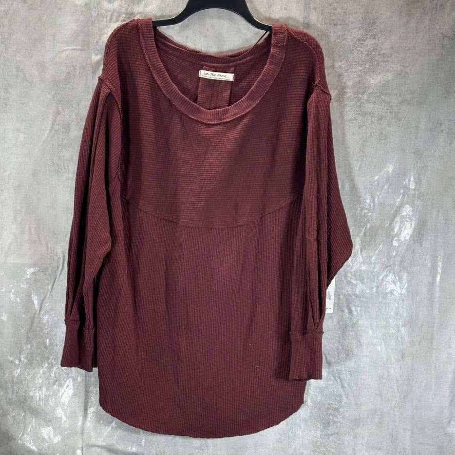 WE THE FREE Women's Cherry Cola OG Thermal Long-Sleeve Pullover SZ M