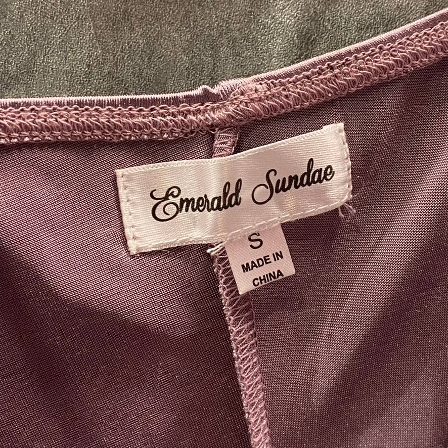 EMERALD SUNDAE Juniors' Purple Satin Ruched Asymmetrical Bodycon Mini Dress SZ S