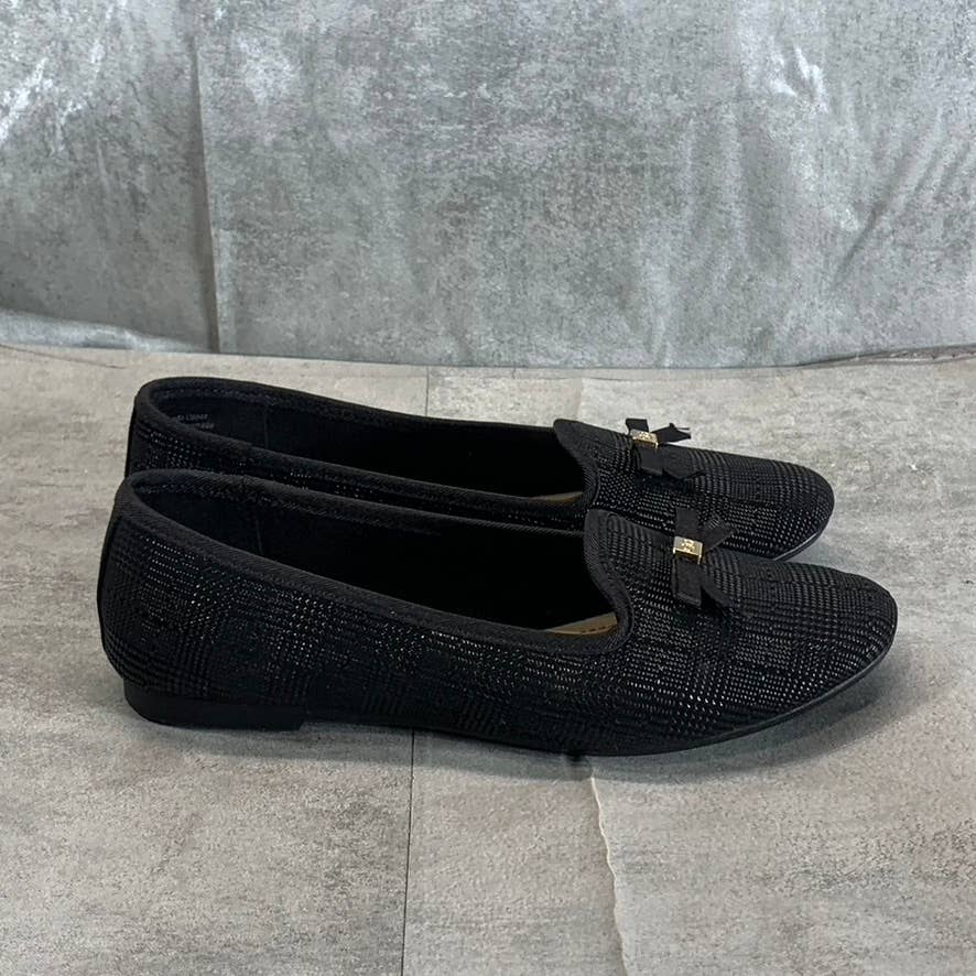 CHARTER CLUB Women's Black Plaid Kimii Deconstructed Almond-Toe Slip-On Flat SZ6