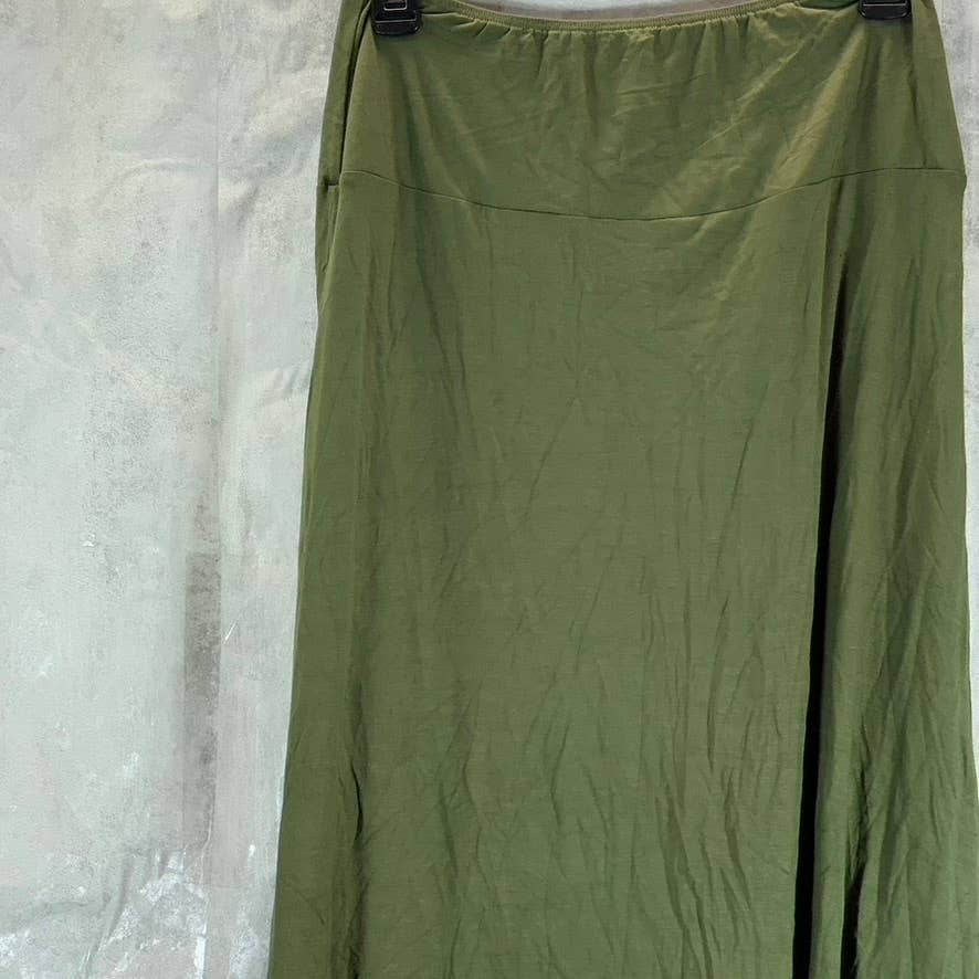 24SEVEN Comfort Apparel Women's Green A-Line Maxi Pull-On Skirt SZ M