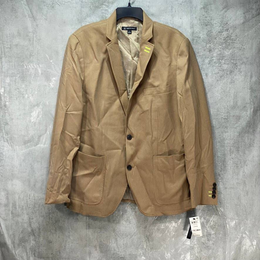 INC INTERNATIONAL CONCEPTS Taupe Flash Asher Slim-Fit Pinstripe Blazer SZ L