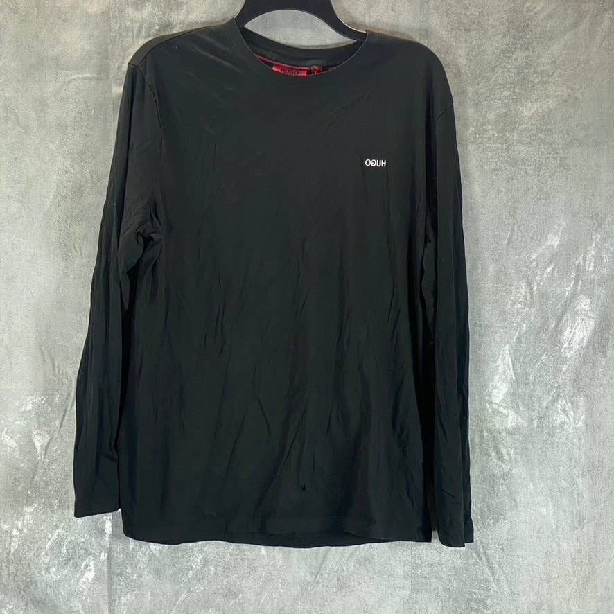 HUGO HUGO BOSS Men's Black Regular-Fit Crewneck Reverse Logo T-Shirt SZ L