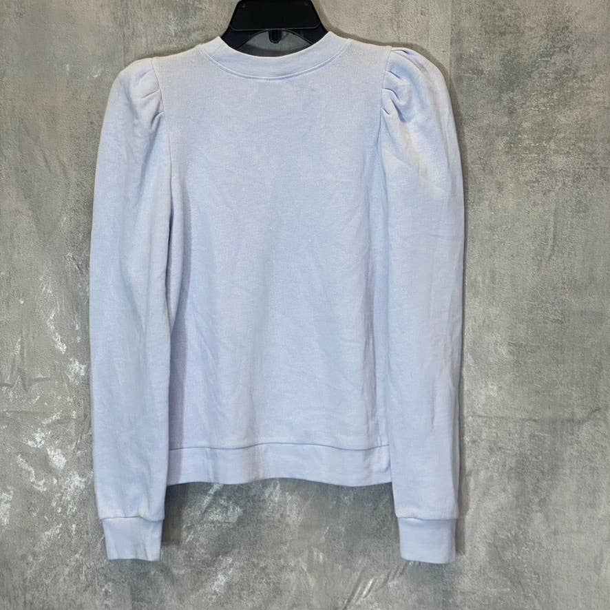 MELROSE AND MARKET Blue Heather Puff Shoulder Crop Pullover Sweatshirt SZ XS