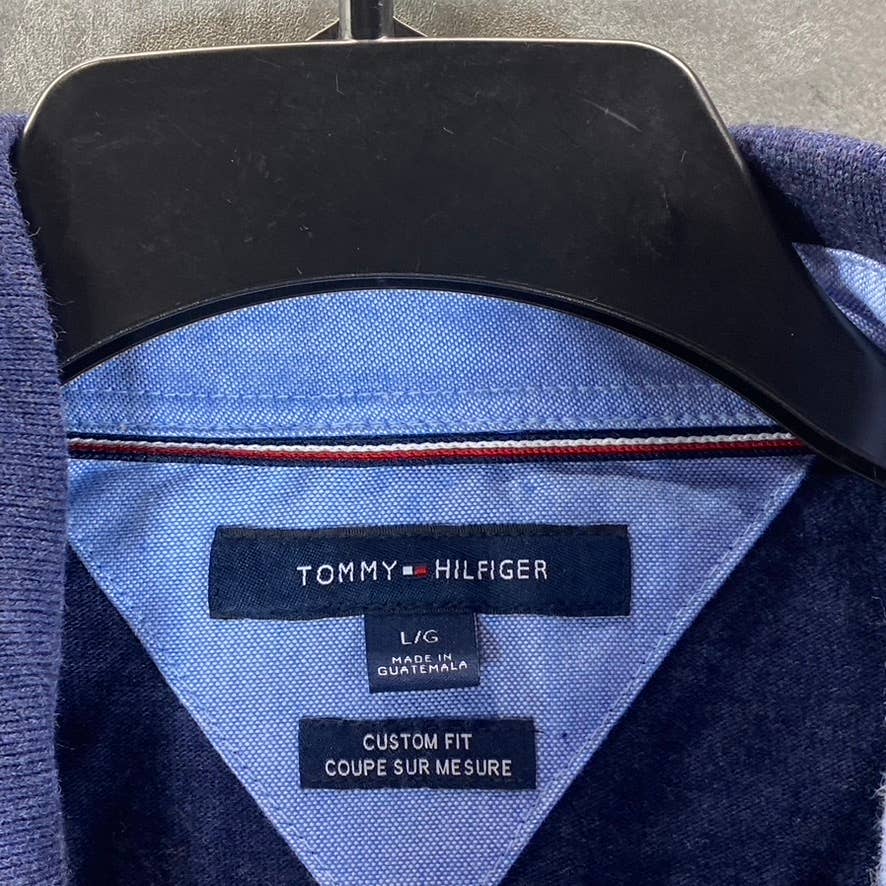 TOMMY HILFIGER Men's Navy Custom-Fit Two-Button Polo Shirt SZ L