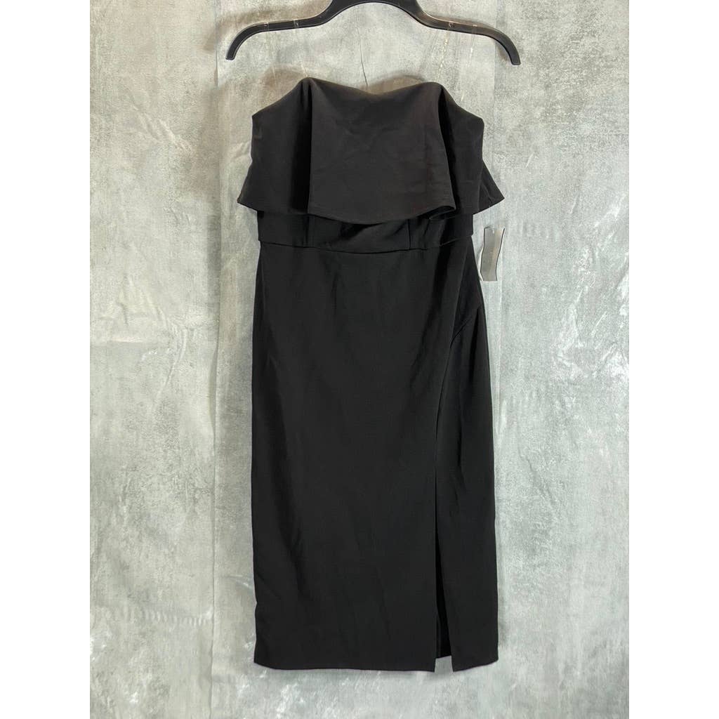 CRYSTAL DOLL Juniors' Black Ruffle Strapless Side-Slit Bodycon Dress SZ 7