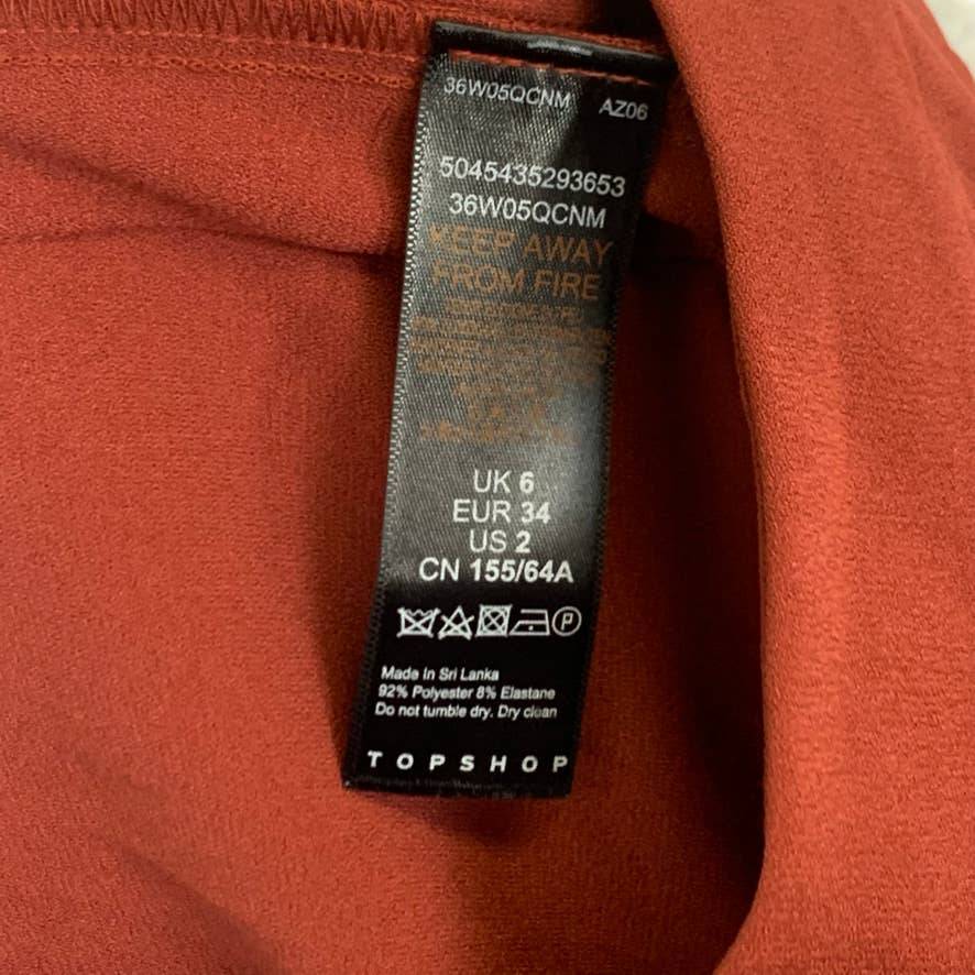 TOPSHOP Orange High-Rise Wide Leg Crop Trousers SZ 2