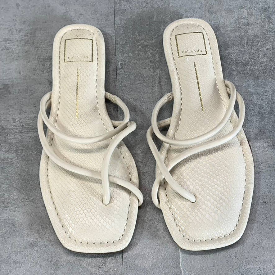 DOLCE VITA Women's Ivory Snake Embossed Leanna Square-Toe Strappy Sandals SZ 9