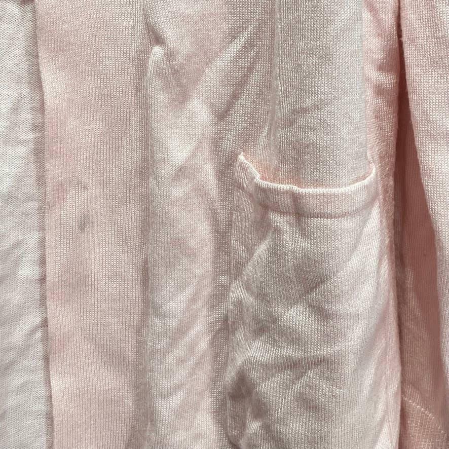 KAREN SCOTT Blush Long Sleeve Open Front Two-Pocket Cardigan SZ M