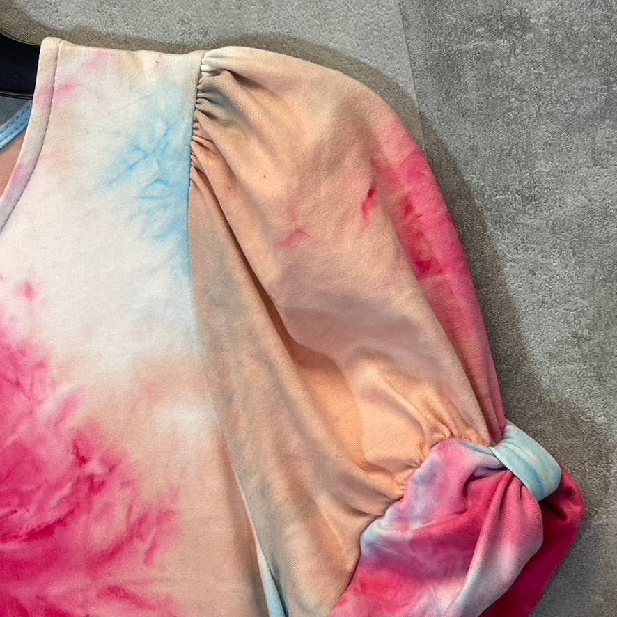 GOOD LUCK GEM Women's Sky/Pink Tie-Dye Puff Short Sleeve Mini Dress SZ S
