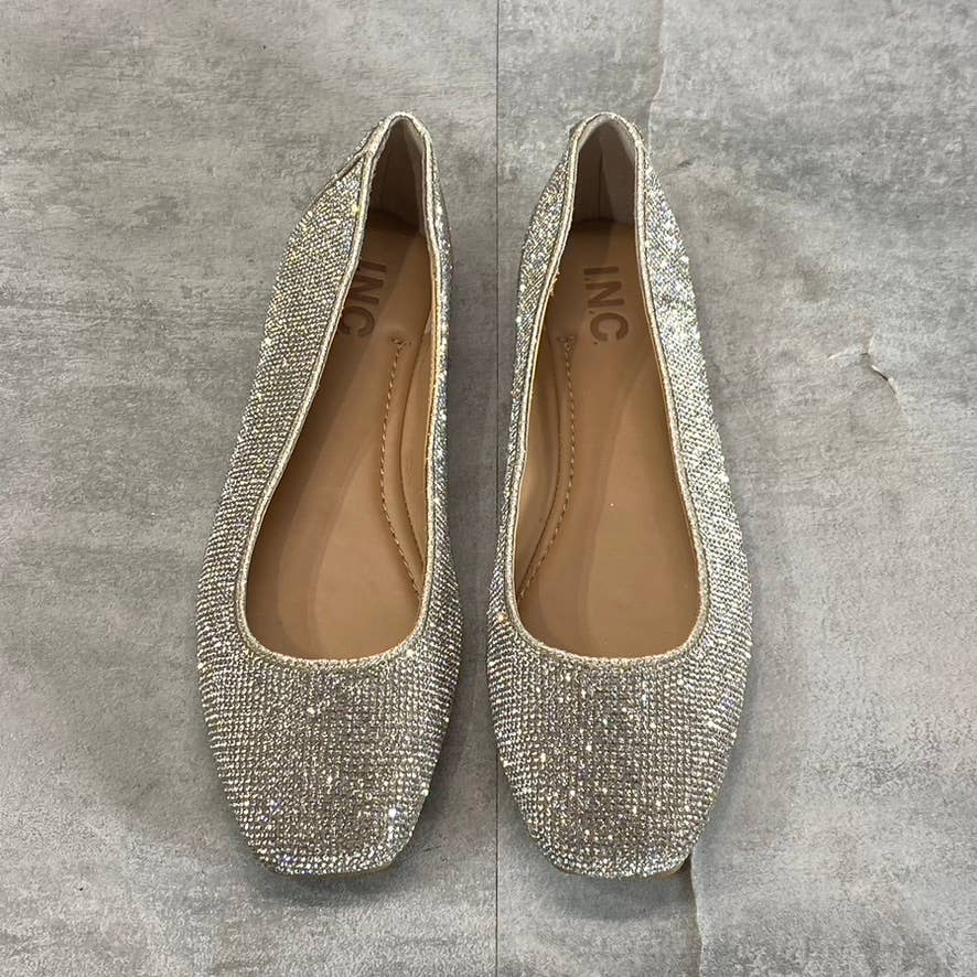 INC INTERNATIONAL CONCEPTS Women's Silver Rhinestone Embellished Juney Flats SZ7