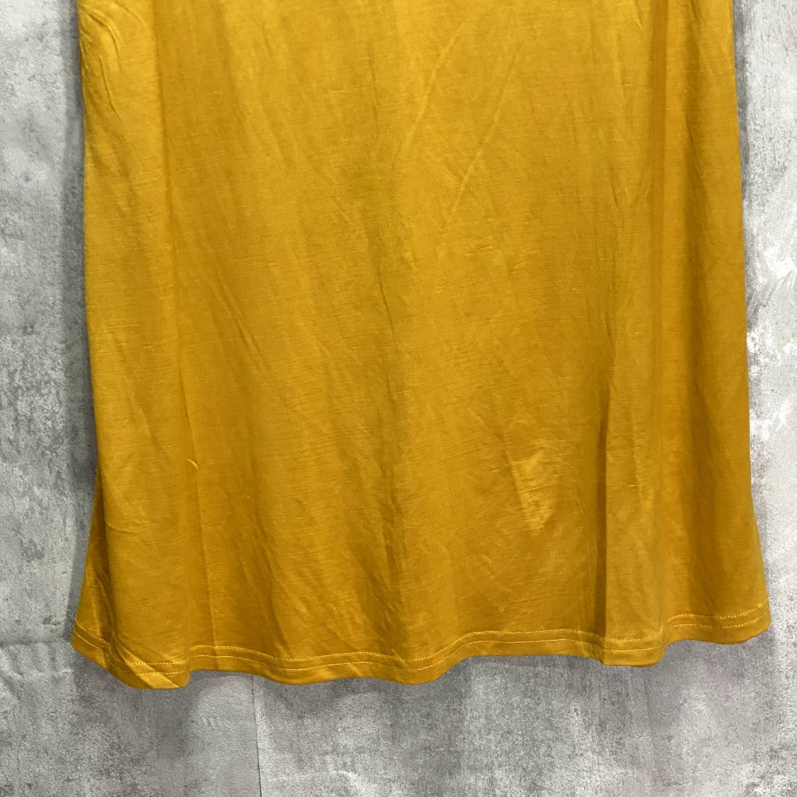 24SEVEN COMFORT APPAREL Mustard Criss Cross Neckline Short Sleeve T-Shirt Dress SZ L