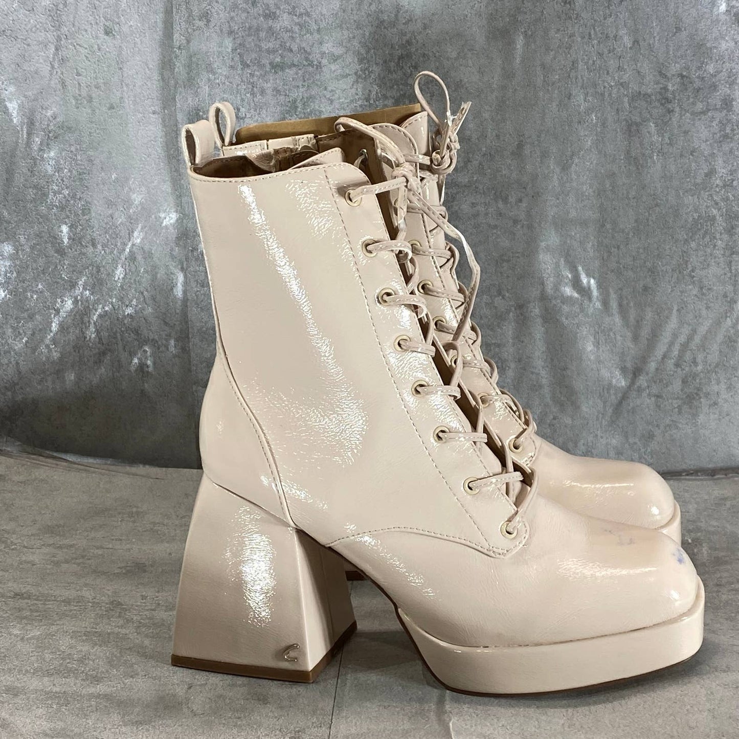 CIRCUS By SAM EDELMAN Women's Vanilla Karter Block-Heel Lace-Up Booties SZ 6.5