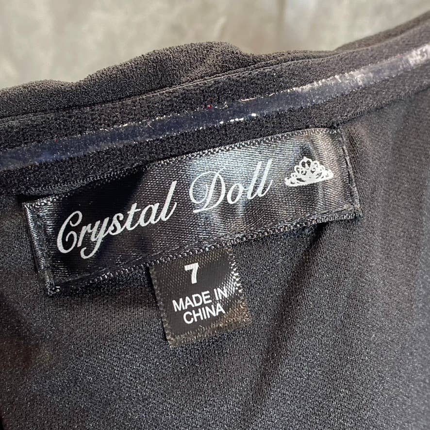 CRYSTAL DOLL Juniors' Black Ruffle Strapless Side-Slit Bodycon Dress SZ 7